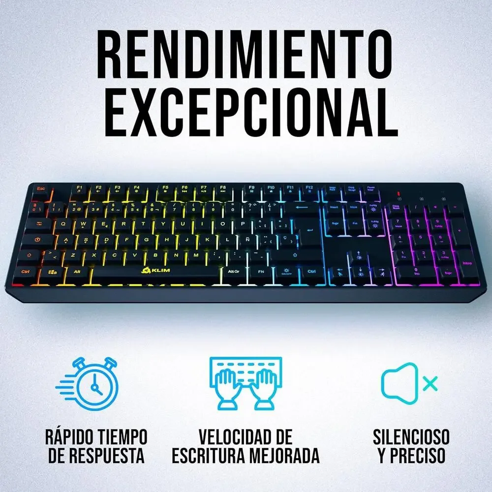 KLIM Chroma Wireless Spanish (España) Keyboard, RGB Backlit Wireless Keyboard